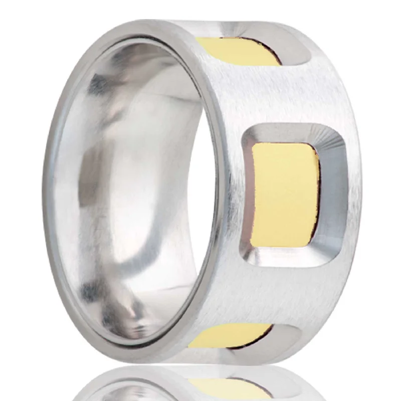 Rings Comfort Hacks-Cobalt Men's Men's Wedding Band with 14k Yellow Gold Inlays