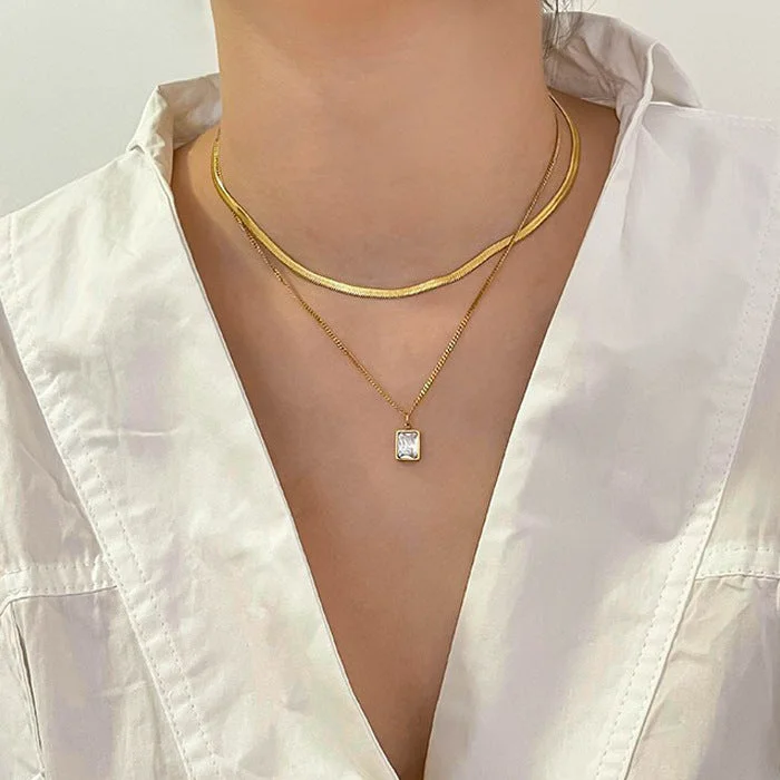 8 Gold# Double Square Necklace