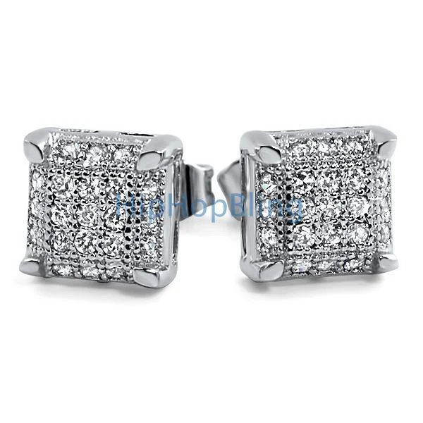 High Fit Earrings-Small Cube CZ Micro Pave Bling Earrings