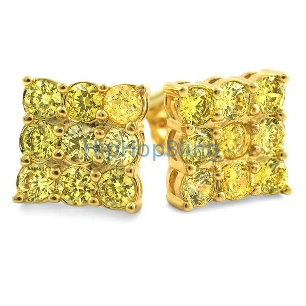 Extra Sharp Earrings-Triple Diamond CZ Lemonade Bling Bling Earrings