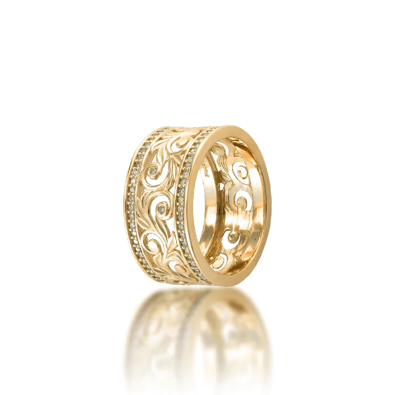 Best Hunt Rings-Living Heirloom Ring in Gold with Diamonds - 10mm